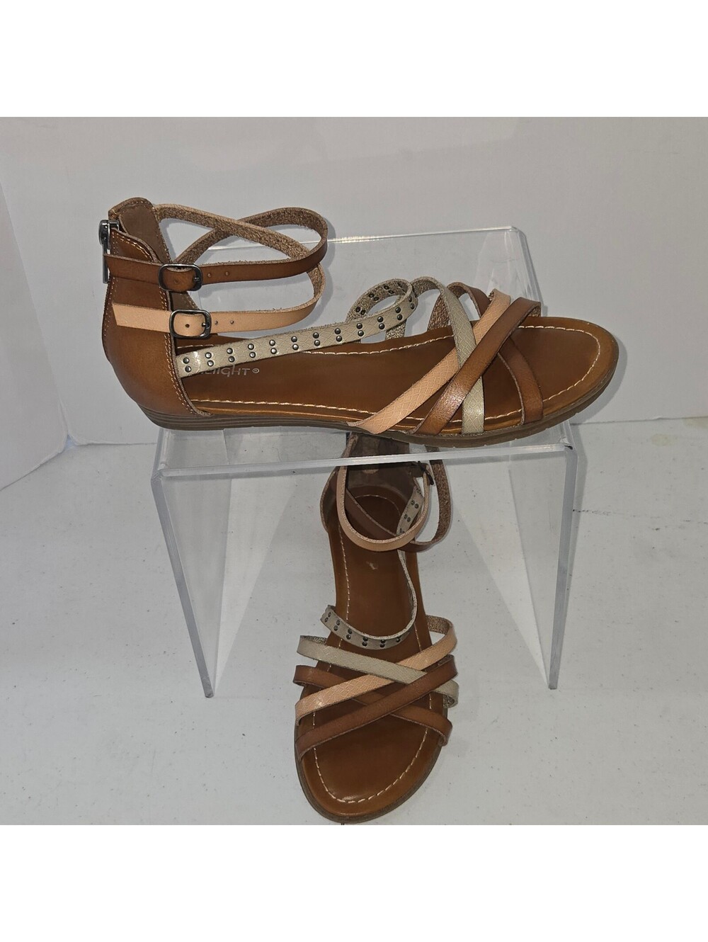 Limelight Vanya Women's Strappy Gladiator Sandals Flat Tan Brown Size 8M